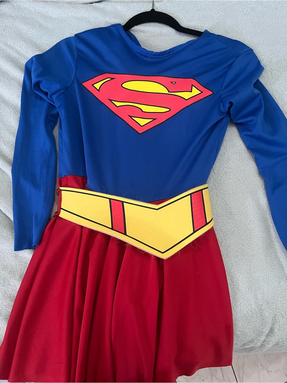 Supergirl Kids Costume - Blue & Red Dress with Yellow Belt